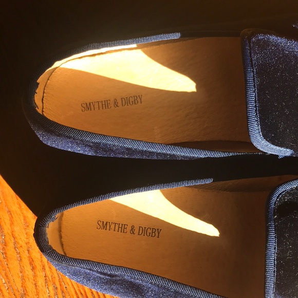 Smythe & Digby blue velvet loafer 13